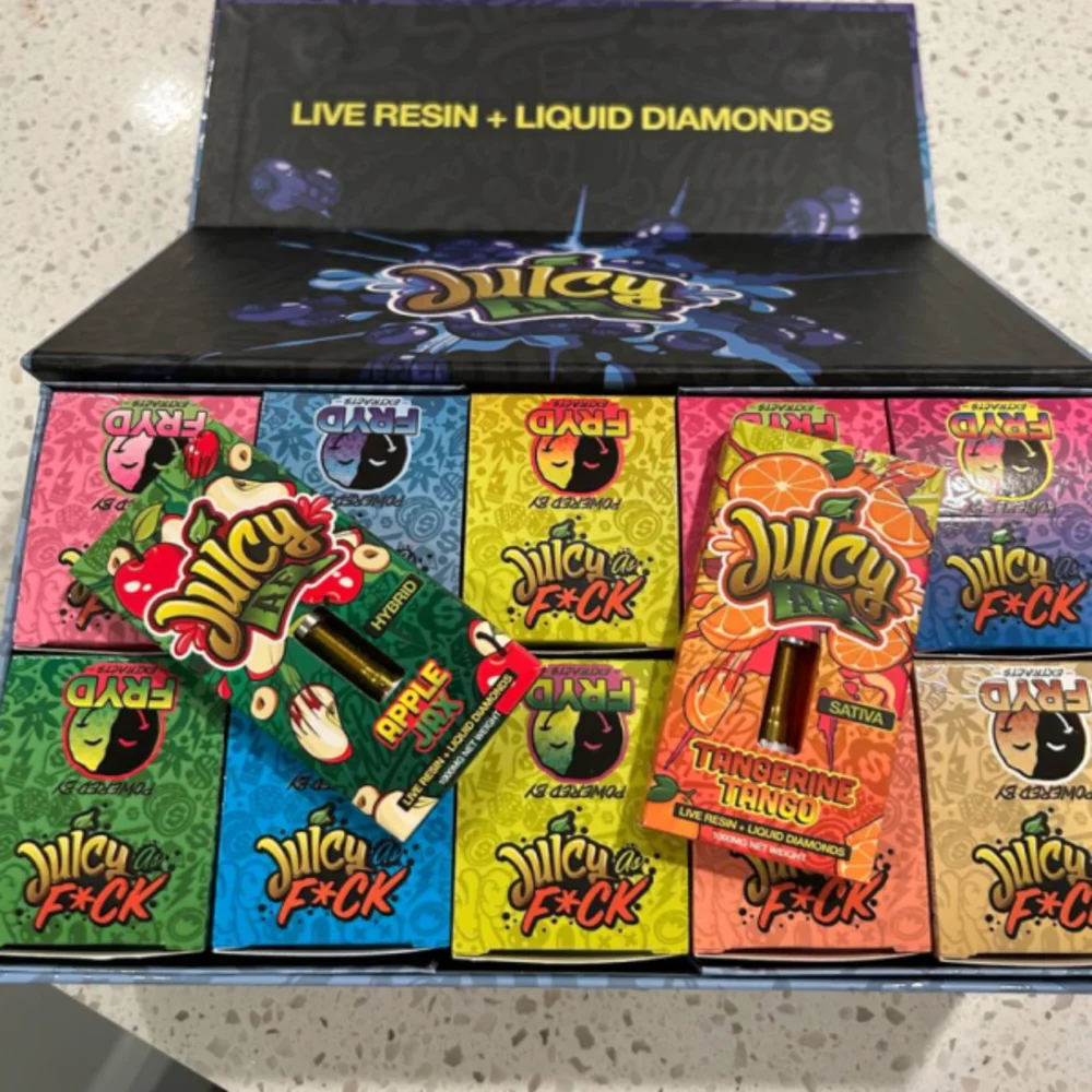 Juicy AF Fryd Carts – Live Resin + Liquid Diamonds 1000 MG (Mixed Flavors)